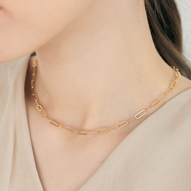 펠리체골드 14K 18K 시그니처 클립 목걸이 (S) (+선물포장) 골드 기념일 데일리 클립 여성 여자친구 레이어드 선물 할로우 체인 금