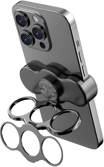 버딩 듀얼 링 스탠드 거치대 휴대폰 접이식 핸드폰 거치대, 1개, 블랙