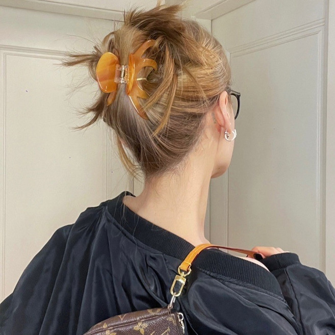 린엘 프랑스 프리미엄 아세테이트 호박 집게핀