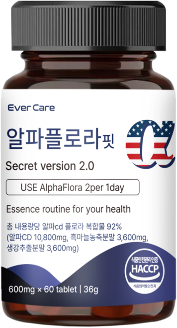 알파플로라 흑마늘생강플로라 알파cd 국내특허원료 함유 식약청인증 100% 정품, 1개, 60정