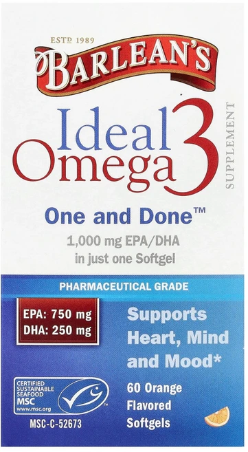 발린스 Barleans (발린스) 아이디얼 오메가3 오렌지 맛 소프트젤 60정, 1개 - 쿠팡