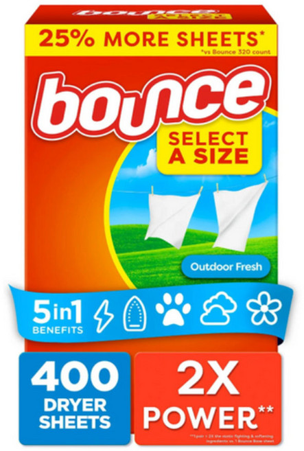 바운스 건조기시트 아웃도어 프레쉬 5 in 1 보푸라기 방지 기능 추가, 2개