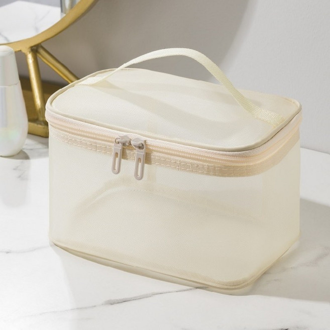 블루시즌 대용량 스퀘어 메쉬 화장품 파우치 다용도 메이크업 여행용 파우치