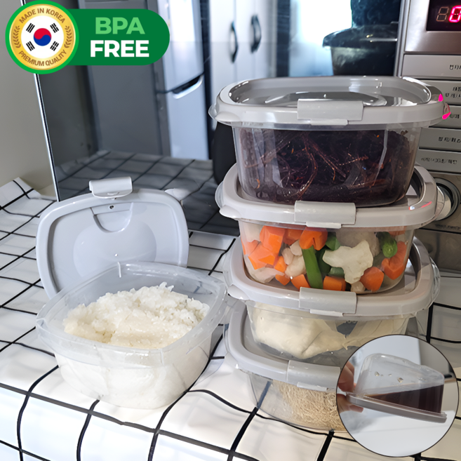 모에룬 완전밀폐 전자레인지 용기 도시락통 냉동밥보관용기, 1세트, 350ml 5p