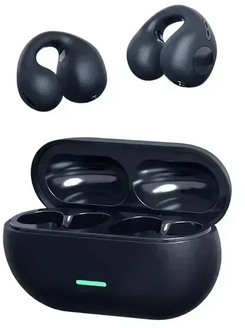 블루투스 헤드셋 5.3 무선 골전도 헤드폰 클립 이어 음악 소음 차단, 01 black