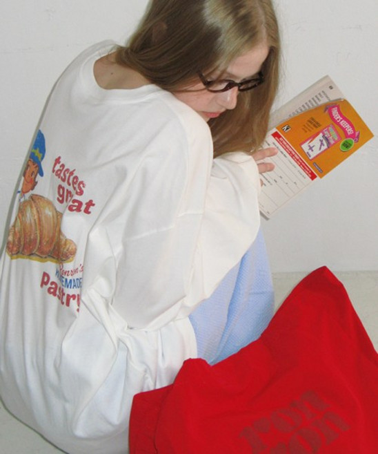 RONRON 빈티지 CROISSANT OVER FIT LONG SLEEVE 화이트