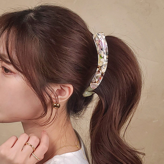 초콜리트쥬얼리 퍼지 16컬러 셀룰로오스 프랑스핀 고급스러운 프렌치 마블 포니테일 헤어 집게 바나나핀