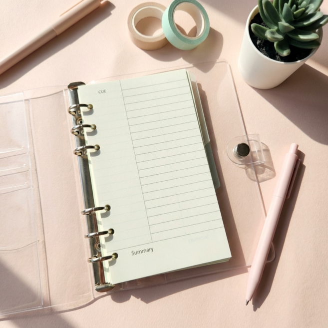 A6 6공 다이어리 속지 바인더 리필 내지 현금생활, 2개, 45매