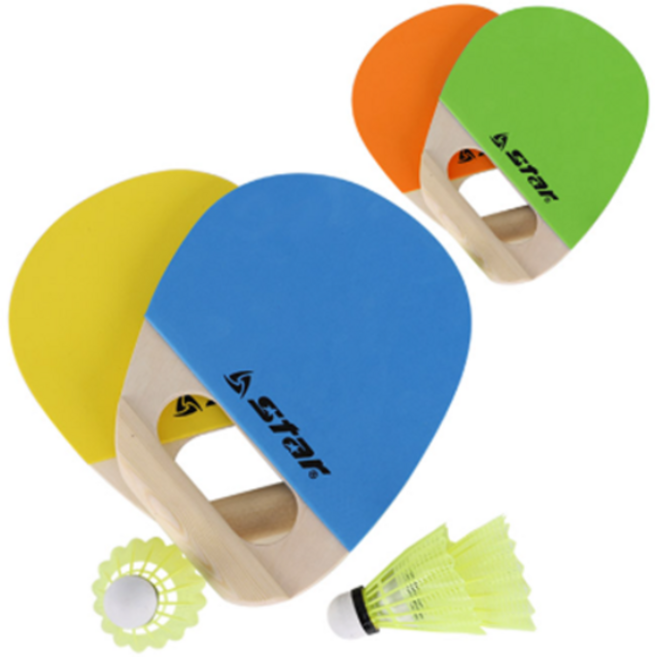 스타 - 핸들러세트 NXR200/패드민턴 라켓2자루+셔틀콕3개+커버/학교용품/우드핸들러/체육용품, 1개, 오렌지+그린