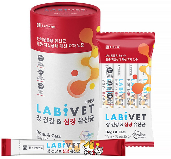 종근당 라비벳 반려동물 강아지고양이 분말 영양제 2개 1세트 구성, 30정, 신장/심장/간