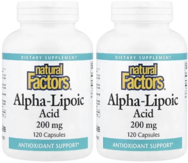 네추럴팩터스 알파리포산 200mg 캡슐 120정, 2팩 - 쿠팡