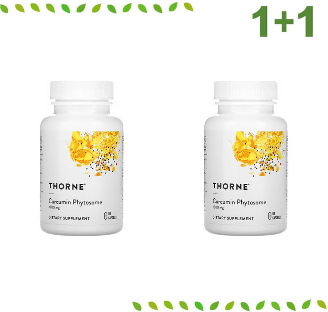 1+1 쏜리서치 커큐민 강황 파이토솜 추출물 1000mg 60 캡슐 류신 curcumin, 60정