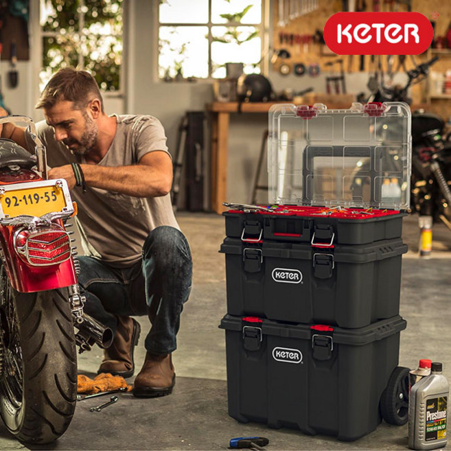 케터 스택 앤 롤 3단 공구박스 세트(오거나이저+툴박스+카트), 1세트