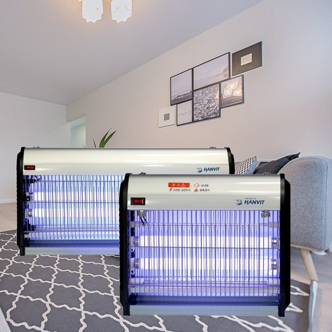 혀누닷컴 가정용 캠핑 날벌레 하루살이 퇴치기 업소용 모기 포충기 파리 포충등 중형 전격살충기 해충 나방 날파리 벌레 잡는기계, 2번 대형