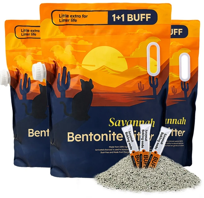 사바나 프리미엄 와이오밍 벤토나이트 고양이 모래 탈취제 세트, 무향, 3개, 6kg - 쿠팡