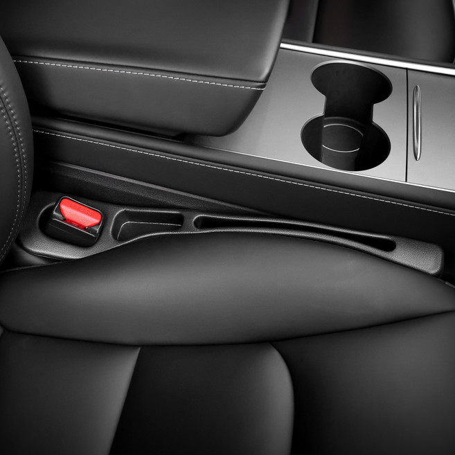 차량 틈새쿠션 수납 사이드 포켓 자동차 플라스틱 틈새막이, 블랙, 2개