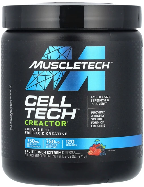 머슬테크 Cell Tech CREACTOR 크레아틴 프루트 펀치 익스트림 269g(9.51oz), 무맛, 1개, 269g - 쿠팡