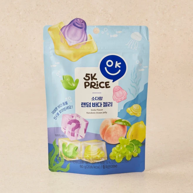 5K프라이스 랜덤 젤리 소다맛 바다, 5개, 60g - 쿠팡
