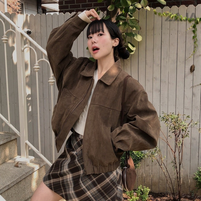 ZAJA 캐주얼 데일리 여성 숏 스웨이드 자켓