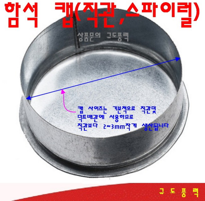 [규도풍력] 덕트 자재 파이프캡 철망캡 망캡 캡철망 캡망 닥트 배관 부속 후렉시블 연결 스파이럴 함석 부속, 1개