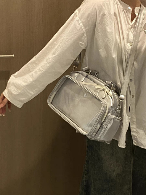 日系二次元 JK風 痛包 單肩包, 銀色
