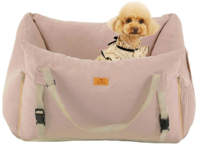 리토토 강아지 중형 대형 카시트 애견 차시트 조수석 이동가방 드라이빙킷 반려견 자동차시트, 핑크베이지, 1세트