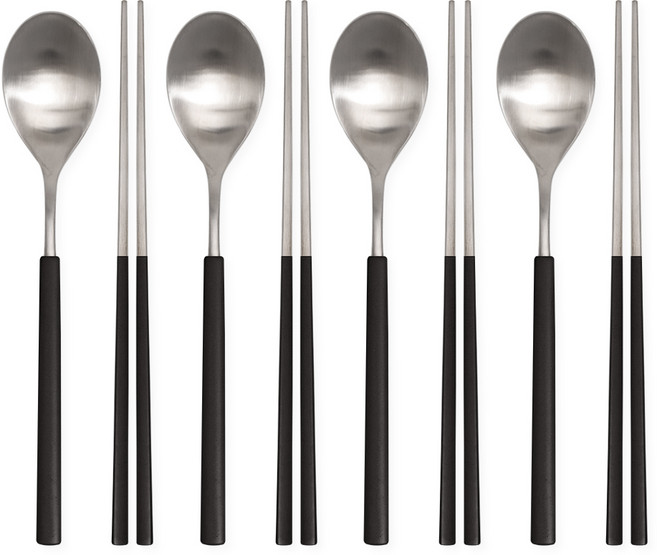 스크래치 없는 보테 올스텐 컬러 수저세트, 딥블랙, 4세트, 숟가락4p +젓가락4p