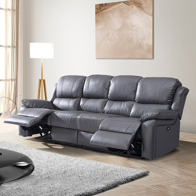 노르딕 제로월 4인 전동 가죽 리클라이너소파 (USB포트 홈바) - 2color, 네이비