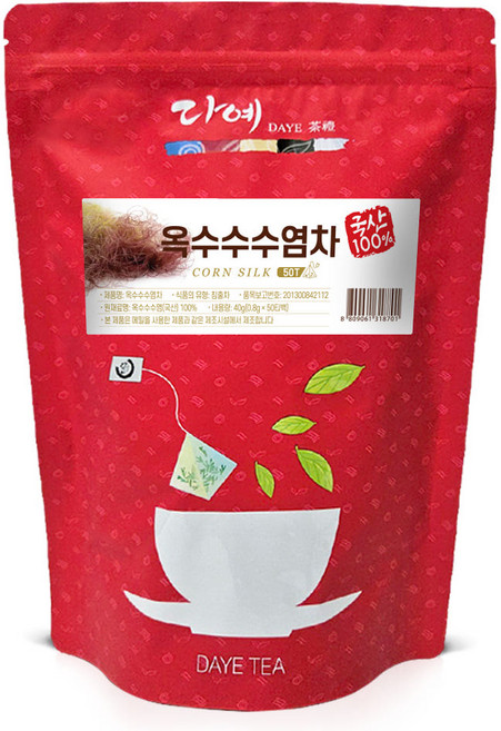 [본사직영] 다예 베스트 100%국산 옥수수수염차 지퍼백 티백차, 800mg, 50개입, 10개