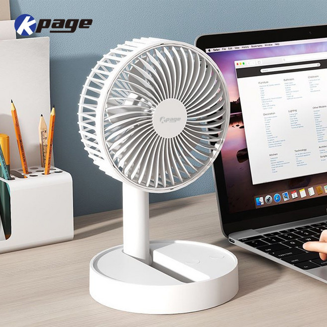 케이페이지 KEF-DC6 탁상용 USB-C 타입 충전식 휴대용 접이식 선풍기 6인치