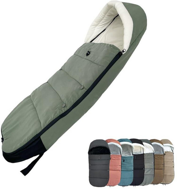 Babyzen YOYO/YOYO2 및 Bugaboo용 범용 유모차 풋머프 방수 패브릭 베이스 세척이 쉽고 따뜻한 유모차용 풋 커버 (올리브)