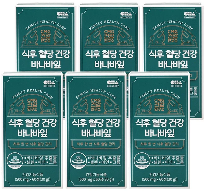 CMG제약 식후 혈당 건강 바나바잎 차바이오 그룹 계열 CMG 건강연구소, 6개, 60정 - 쿠팡