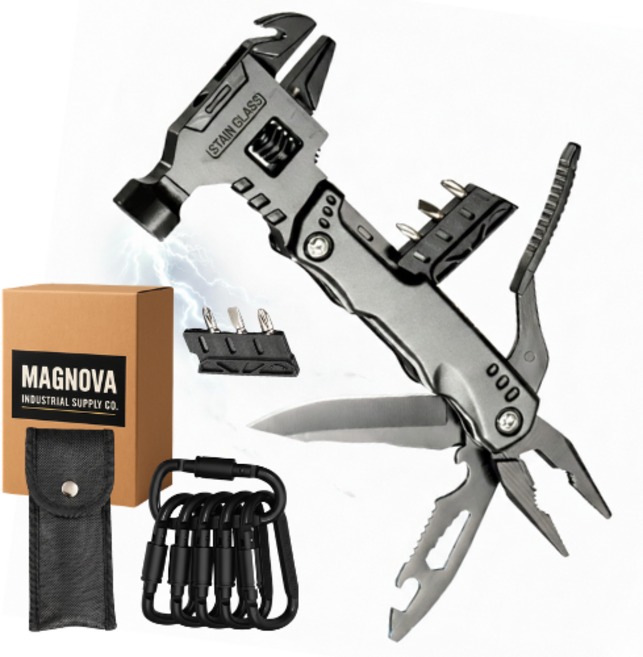 마그노바 멀티툴 카라비너 세트 다기능 맥가이버칼 접이식 만능공구, 2개, 강력그레이