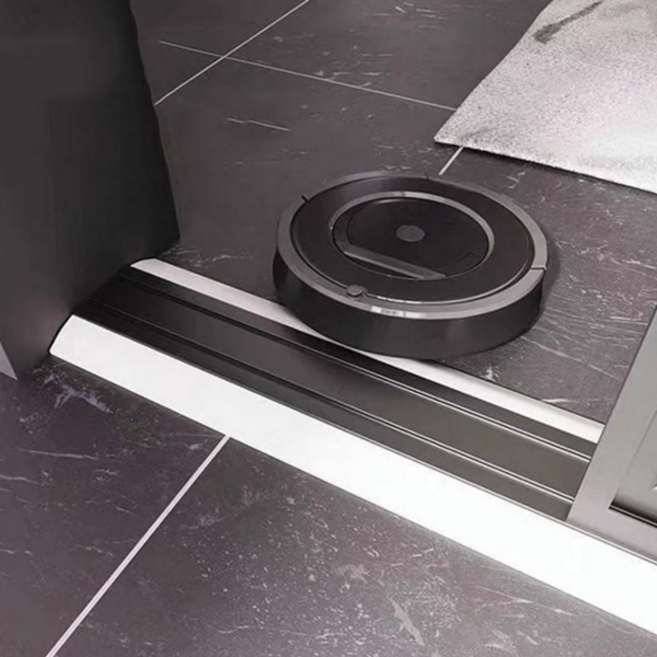 로봇 청소기 경사로 고무 턱받침 물막이 실리콘 문턱 받침 알루미늄 틈막이 받침대 베란다 욕실문 문풍지, 블랙