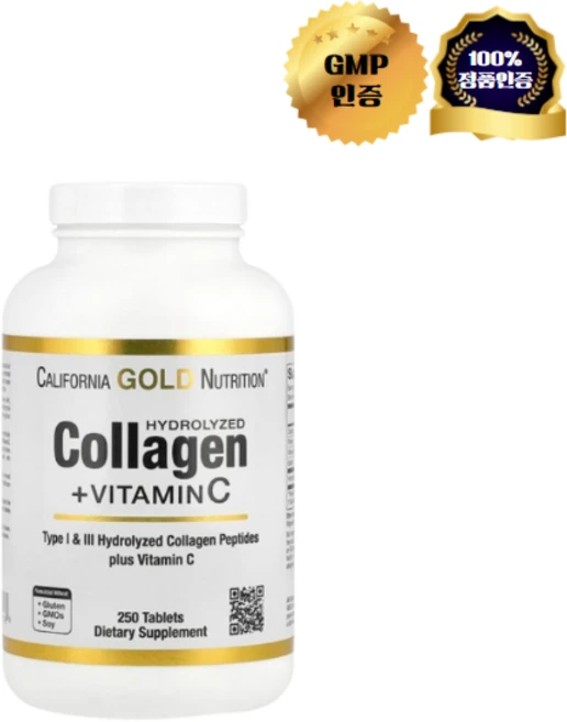 캘리포니아골드뉴트리션 가수분해 콜라겐 펩타이드+비타민C I & III형 250정, 1개 - 쿠팡