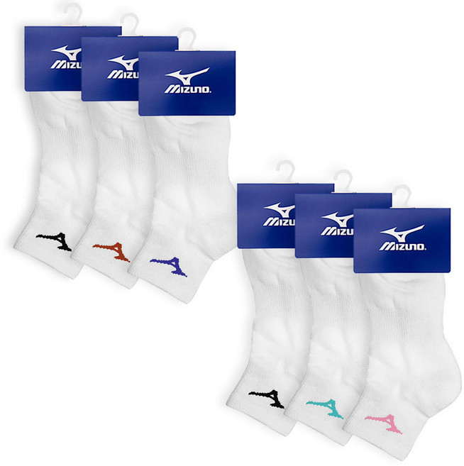 미즈노 - 스포츠 양말 세트 중목, 여성용_블랙+민트+핑크 1세트(3개입), 1개