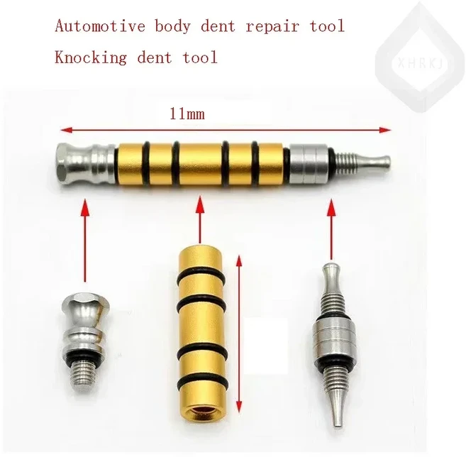 자석이 있는 티타늄 합금 자동차 판금 덴트 수리 리프터 도구 퍼커션 펜 해머 키트 무도색 수리 도구, 01 1 set golden