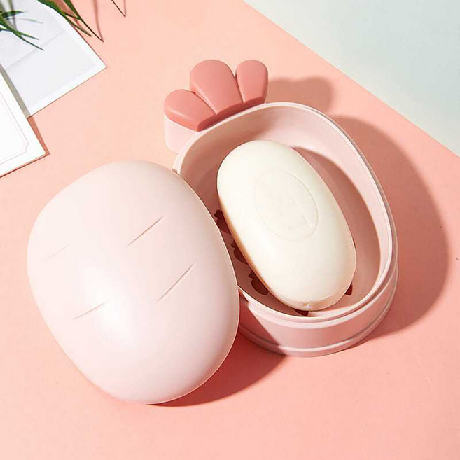 생활공감 당근 비누 케이스 물빠짐 받침대, 라이트핑크, 1개