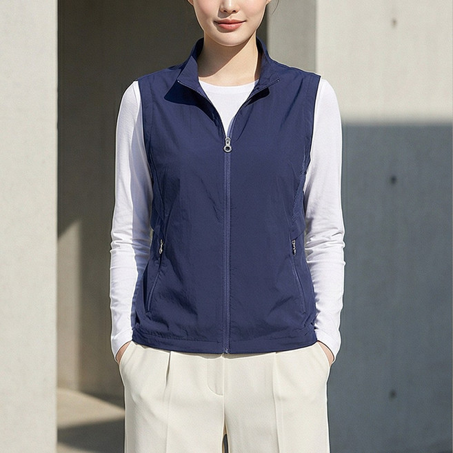 <김영주스포츠> 여성 경량 바람막이 조끼점퍼_등판 메쉬 지퍼주머니 윈드코어