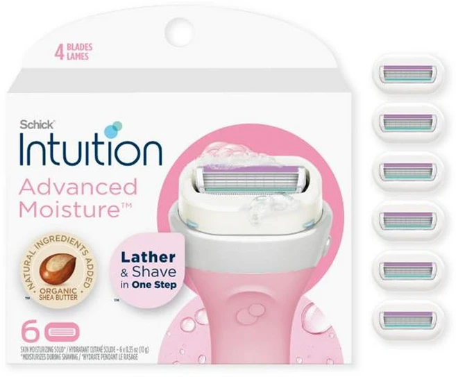 Schick 면도기 카트리지 리필 6개입 1팩 어드밴스드 모이스처 Schick Intuition Advanced Moisture Women's - 쿠팡