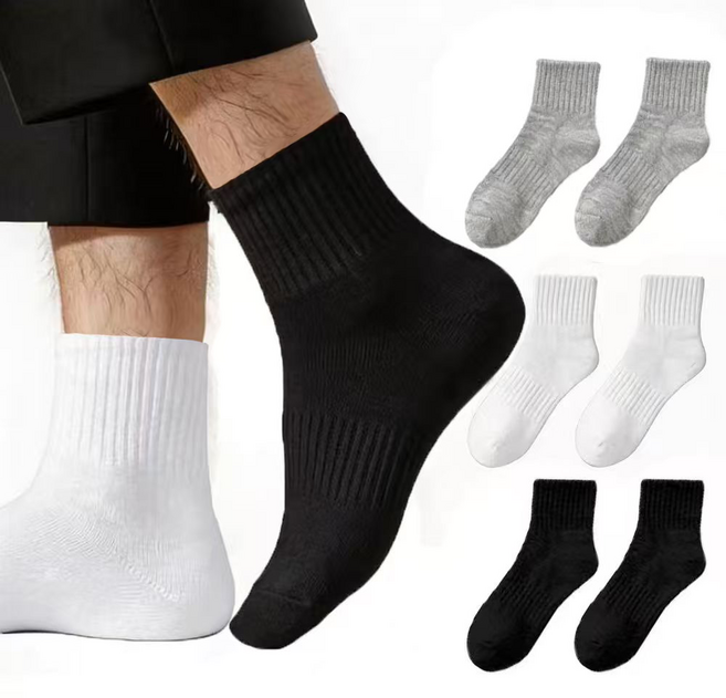 Le Gou 더베이직 남성용 순면 발냄새 방지 무지 중목 양말 6켤레