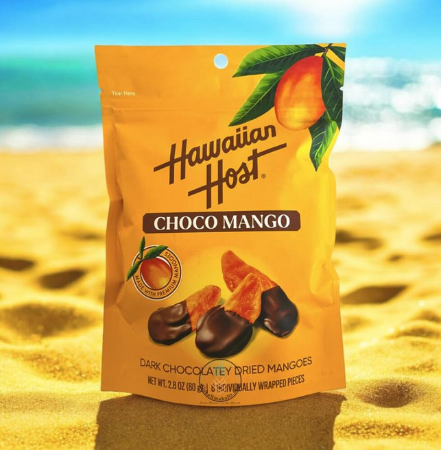 Hawaiian Host 초코 망고 - 다크 초콜릿 딥 드라이 망고 슬라이스 - 트로피컬 고메 스낵 - 80g(2.8온스) - 개별 포장 피스, 1개