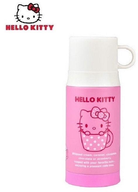 릴팡 헬로키티 티컵 보온병 350ml 스텐 원터치 보온 보냉 유아 물통 텀블러, 1개