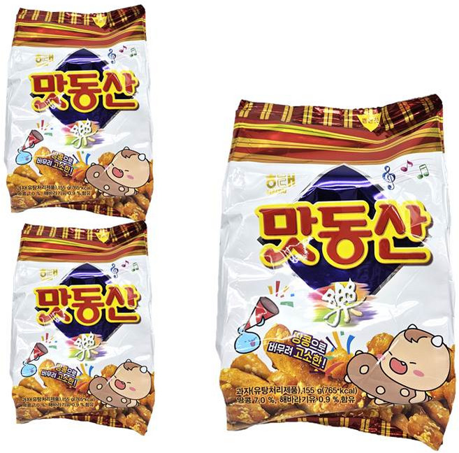 해태제과 맛동산, 155g, 3개
