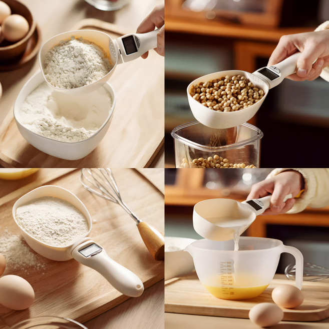 디지털 전자 계량 저울 스푼, 1개, 800ml, 화이트