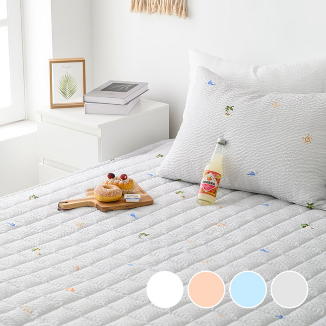 [국산]스잠 쿨쿨비치 여름 시어서커 고정밴딩 침대 이불패드/MS.S.SS.Q, 그레이