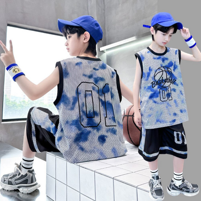 여름 가을 주니어 메쉬 나시 반바지 농구복 상하복 초등학생 트레이닝 세트