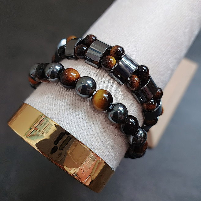 호안석 헤머타이트 원석팔찌 재물운 액막이 염주 남자 선물