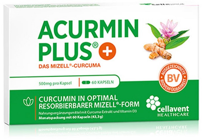 Cellavent 아큐민 플러스 독일 185배 미셀화 커큐민 60정 1개월분, 1개