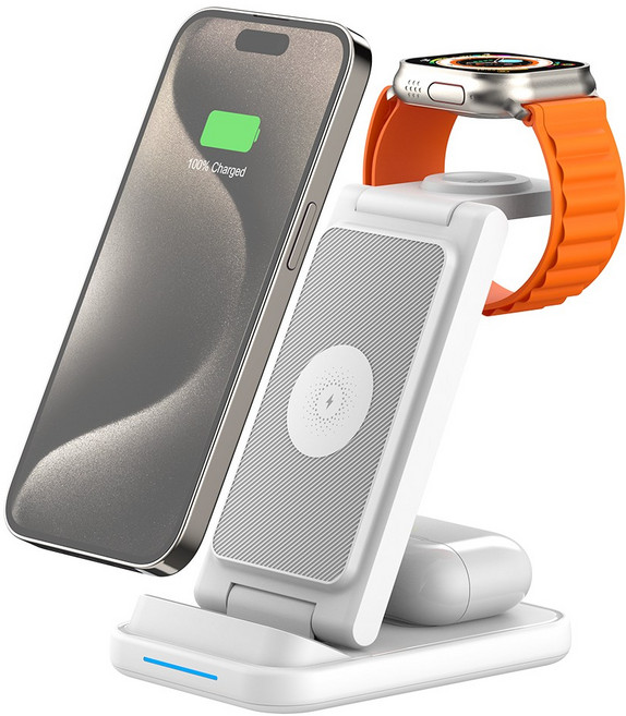 플레이기어 6in1 멀티 고속 무선충전기 S30 애플워치 갤럭시워치 공용, 1개, 화이트